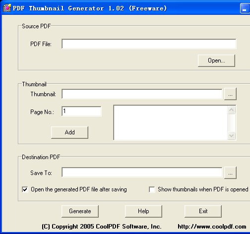 PDF Thumbnail Generator Screenshot